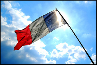 French flag flying in wind