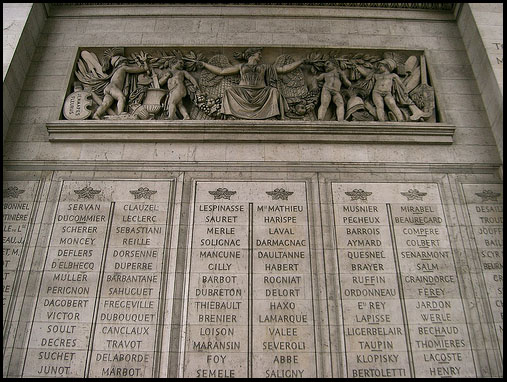 Arc de Triomphe, Wall of Soldier's Names 